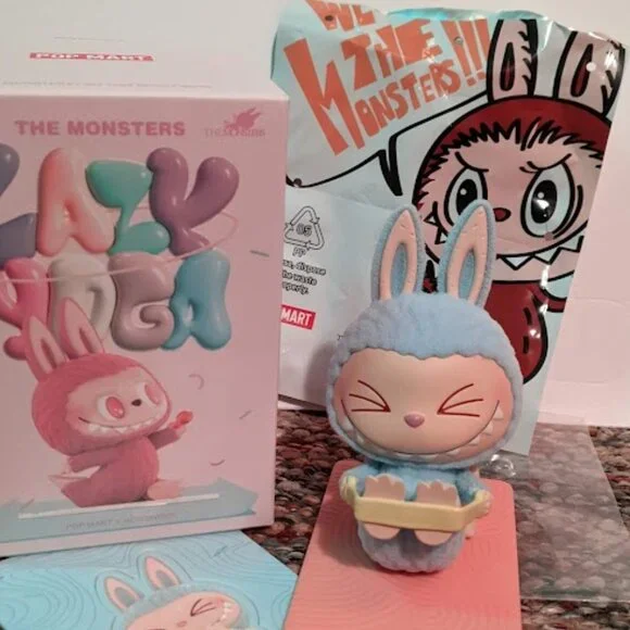 POP MART Labubu THE MONSTERS Lazy Yoga Series Figures "Stretch Out" - Picture 1 of 7